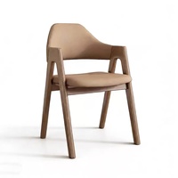 Sillón Moderno de Madera Maciza con Tapicería de Cuero - Silla de Comedor Multiusos para el Hogar y Uso Comercial