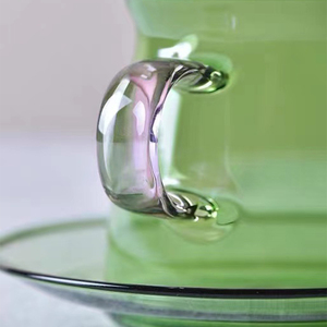 Precio barato de fábrica Nuevo diseño Juego de tazas de vidrio Taza de café de vidrio coloreado con platillo - Product Image 4