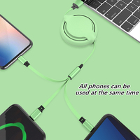 Cable USB Tipo-C Retráctil Portátil 3 en 1 con Logotipo Personalizado, Carga Rápida de 5A, Conductor de Cobre Puro, Revestimiento de Nailon