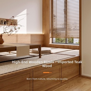 Persianas de Madera Modernas y Transpirables de Alta Gama, Minimalistas, Integradas para Oficina, Sala de Estar, <span class=keywords><strong>Comedor</strong></span>, con Protección Solar y Sistema de Elevación - Product Image 1