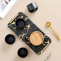 Théière moderne de luxe 4 pièces tasses à thé ensemble de tasses à café et thé en porcelaine service à thé en marbre avec boîte cadeau