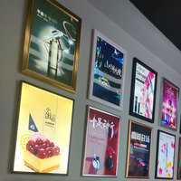 Kotak Lampu Display A0 A1 A2 A3 A4 Bingkai Poster Aluminium Kotak Lampu LED Slim Papan Iklan Bercahaya Kotak Lampu LED