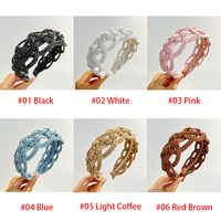 Creative cuir tresse tissé à la main bandeau personnalité large bord bandeau coréen doux mode couleur unie creux cheveux paquet