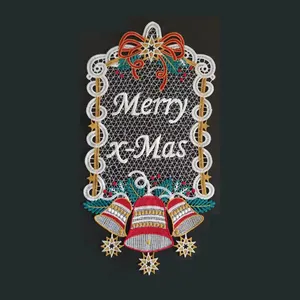 聚酯圣诞快乐标志刺绣吊坠圣诞装饰品圣诞树衣架壁挂窗户装饰