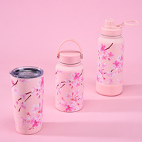 Vente en gros de gobelets à café de voyage personnalisés avec logo rose, mug isotherme sous vide en acier inoxydable 304, bouteille d'eau, gobelet