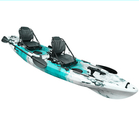 Canoë Kayak 395CM Construction rotomoulée Tandem Sit-On-Top Design Stable Sit-On-Top Design Double Kayak De Pêche 2 Personnes