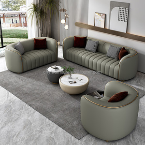 Poltrona classica in stile francese moderna angolo in vera pelle Premium Chesterfield divano Set mobili soggiorno - Product Image 3
