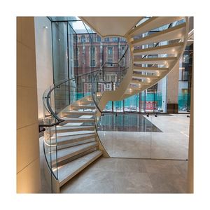 Escadas de nuevo diseño de fábrica 2024 con apariencia de moda escalera curva de estructura de madera de metal circular - Product Image 4