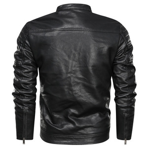 NewJacket Cappotti del Rivestimento di Cuoio del Motociclo DELL'UNITÀ di ELABORAZIONE <span class=keywords><strong>Bomber</strong></span> Degli Uomini di Collare Del Basamento di Autunno Slim Fit In <span class=keywords><strong>Pelle</strong></span> Maschile M0290 - Product Image 4