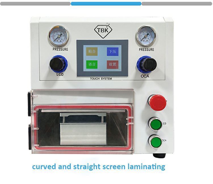 TBK 108P 7 inches curved screen repair vacuum laminating machine for iphone Samsung edge LCD OCA laminator refurbishing machine