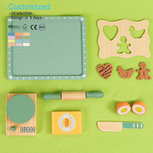 EDULAND OEM ODM Ensemble de <span class=keywords><strong>cuisine</strong></span> en bois de simulation pour jeu d'imitation, outils de pâtisserie, jouets éducatifs pour la petite enfance en forme d'aliments - Product Image 3