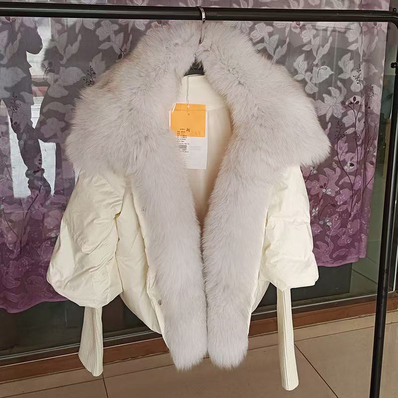 White+White fox fur collar