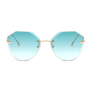 Gafas de Sol Ovaladas Azules con Degradado Sin Montura, Cómodas, con Logotipo Personalizado, Unisex, Ligeras, Protección Solar para Adultos - Product Image 1