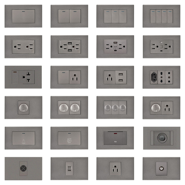 FIKO Wall Switches and Sockets Type 118 American/Thailand/Universal US Standard with USB/Type-c/GFCI/light Switch and Outlets