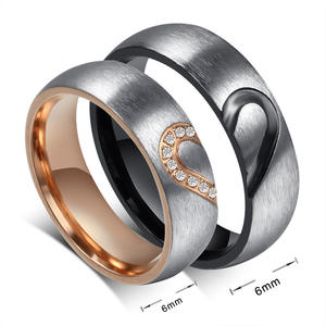 Su y ella amor corazón promesa anillo de compromiso regalos joyería Acero inoxidable parejas Alianzas de Boda anillos para Mujeres Hombres - Product Image 3