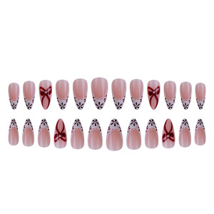 <span class=keywords><strong>Faux</strong></span> <span class=keywords><strong>ongles</strong></span> à coller pour nail art, collection style Saint-Valentin, motif œil de chat rouge, nœud et cœur, produit transfrontalier très demandé - Product Image 5