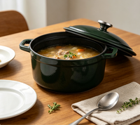 Marmites en fonte polie enduite d'émail pour la cuisine à domicile ensemble d'ustensiles de cuisine casseroles marmite à soupe avec couvercle
