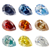 Bagues en moissanite de laboratoire certifiées CAL, en forme de poire ou de goutte, couleur saphir bleu/rouge grenat/bleu champagne