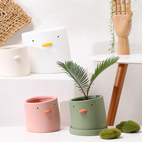 Dessin animé mignon tête inclinable Animal pot de fleurs en céramique argile respirante maison balcon ornements orchidée plantation succulente