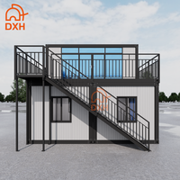 Maisons en verre préfabriquées modernes, maisons en verre à deux étages, maisons conteneurs portables à bas prix pour villas et bureaux