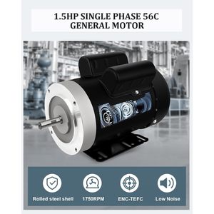 Moteur électrique Gccsj 1,5 CV 1750 tr/min 56C Monophasé 115V 230V Moteur à induction à montage sur pied Acier allié TEFC IP55 - Product Image 3