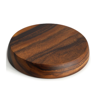 Assiette en bois d'acacia FSC à 2 sections, plateau à compartiments ronds pour collations, OEM personnalisé pour la cuisine