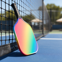 Raquette de pickleball Lingjun 1st Tone T700 en fibre de carbone brute, 16 mm, bord arc-en-ciel, norme USAPA, raquette professionnelle, logo personnalisé OEM