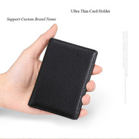 Dompet Lipat dua Pria Wanita, dompet saku depan hitam kulit asli, kopi, Super tipis, pria wanita