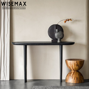 Meubles WISEMAX Meubles de salon modernes Table <span class=keywords><strong>console</strong></span> rétro en bois de frêne massif <span class=keywords><strong>Console</strong></span> <span class=keywords><strong>murale</strong></span> minimaliste noire pour l'<span class=keywords><strong>entrée</strong></span> - Product Image 3