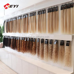 Kostenloses Personalisiertes Logo Salon Vitrine aus Weißem Holz für Echthaar & Perückenverlängerungen Bodenständer für Ladendisplay Perücken - Product Image 1