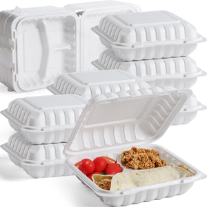 Boîtes à repas pliables réutilisables en PP biodégradable de qualité alimentaire, à charnière, compatibles micro-ondes, pour la préparation des repas, les déjeuners, les restaurants, 9x9, à emporter - Product Image 1