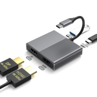 Station d'accueil USB-C 4-en-1 en alliage d'aluminium avec DP 4K 60Hz pour USB 3.0 4K 60Hz 2.1 et charge PD 100W