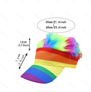 หมวกเบสบอลลายทาง LGBTQ สำหรับงานปาร์ตี้ วันหยุด ฉลองความภาคภูมิใจ พร้อมวิกผมปลอม ปีกบังแดด สำหรับกีฬา ของตกแต่ง ของที่ระลึก - Product Image 4