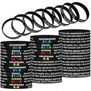 Pulseras de Silicona con Versículos Bíblicos, Resistentes al Agua, al por Mayor, Pulseras Cristianas Inspiradoras, Pulsera Religiosa Bíblica Personalizada para Eventos - Product Image 1