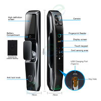 Tuya WiFi 3D reconnaissance faciale et serrure de porte d'empreintes digitales 6068 6085 mortaise maison intelligente serrure intelligente avec caméra d'interphone vidéo