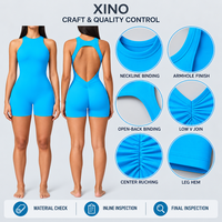 Combinaison une pièce grande taille pour femme, effet froncé aux fesses, avec coussinets de poitrine amovibles, pour le yoga, fabricant OEM ODM d'articles de sport
