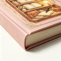 Carnet à couverture rigide avec illustration de bibliothèque, journal personnalisé, impression florale rose, agenda pour salle d'étude, cadeau pour lecteur