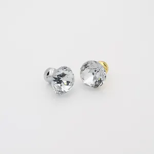 Soggiorno Cassetto Maniglie di Cristallo di Diamante Manopole Decorative Chrome Base Trasparente di Vetro Manopole
