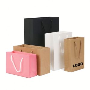 Sacs fourre-tout promotionnels classiques en papier pour le shopping, l'emballage de vêtements, les cadeaux de salons professionnels, avec logo personnalisé, réutilisables, imprimés en sérigraphie - Product Image 1
