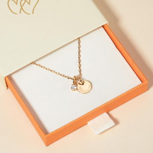 Personalizzato Mini cristallo solitario collana ciondolo a disco moderno in acciaio inox gioielli in acciaio inox 316l <span class=keywords><strong>nome</strong></span> personalizzato - Product Image 4