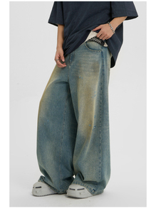 Jeans larghi personalizzati da uomo larghi Jeans larghi Unisex personalizzabili a gamba larga - Product Image 2