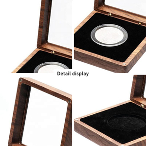 Hộp đựng, trưng bày huy hiệu thách đấu bằng gỗ óc chó nguyên khối, có nắp trong suốt - Product Image 5