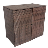 Abri de rangement pour poubelles de jardin et patio, double couvercle dissimulant les poubelles, résistant aux intempéries, en rotin PE, armoire de dissimulation pour poubelles