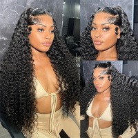 Pas cher Kinky Curly Hd Lace Frontal Perruques Crue Cheveux Humains Indiens Lace Front Perruques de Cheveux Humains Vague Profonde Full Lace Perruques pour les Femmes Noires