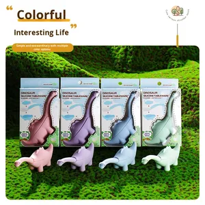 Cuchara de dinosaurio de silicona de acero inoxidable 304, tenedor para niños, sopa de entrenamiento, cuchara de comida para bebés, juego de tenedor, regalo de comedor para bebés pequeños - Product Image 5