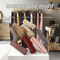 NOUVEAU Hijab en jersey de coton perlé avec broderie chaîne dorée, garniture en cristal extensible, léger, pour femme musulmane, usage quotidien, modeste