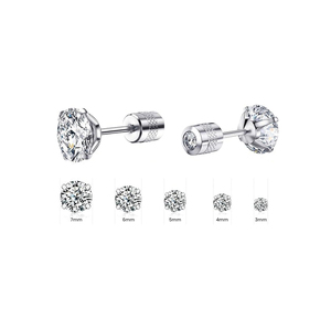 316L Stainless Steel Double-Sided Zircon <b>Stud</b> <b>Earrings</b> with Screw-On Structure | Hypoallergenic Unisex Jewe - Product Image 1