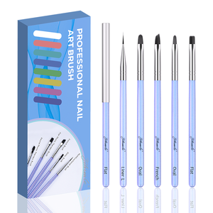 <span class=keywords><strong>Vente</strong></span> chaude Brosse à ongles multifonctionnelle professionnelle pour la beauté des ongles, fournisseur <span class=keywords><strong>de</strong></span> produits pour les ongles, manche en acrylique bleu, poils en nylon, 5 pièces - Product Image 1