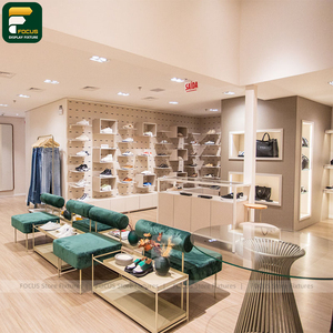 Meuble de présentation mural haut de gamme personnalisé pour vêtements de boutique, étagère et comptoir de réception - Product Image 4