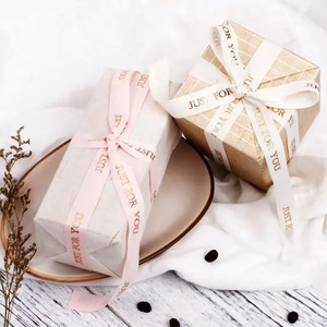 Custom Recycled Polyester/Cotton Satin Ribbons 1-1/2 in Solid Color Pink <b>Red</b> <b>Glitter</b> Printed Gift Packaging Woven Single Face - Product Image 4